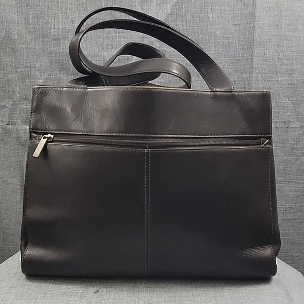 Wilson's Women's Dark Brown Leather Office Tote shoulder Bag Briefcase '90s Y2K